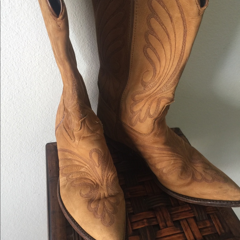 Leather girls cowboy boots